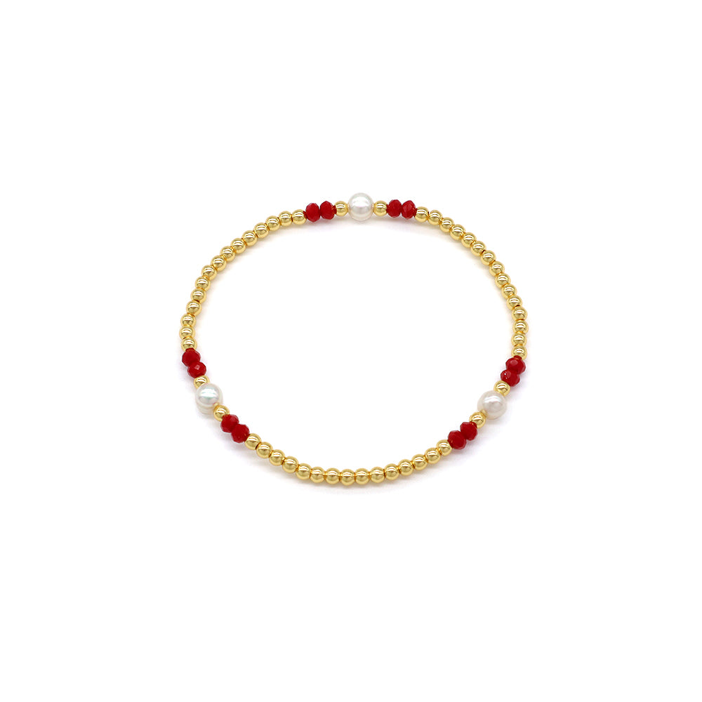 Handmade Customizable Glass Crystal Beads Brass Bracelet With Fresh Water Pearl