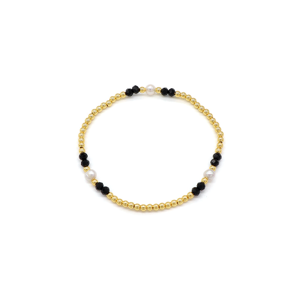 Handmade Customizable Glass Crystal Beads Brass Bracelet With Fresh Water Pearl