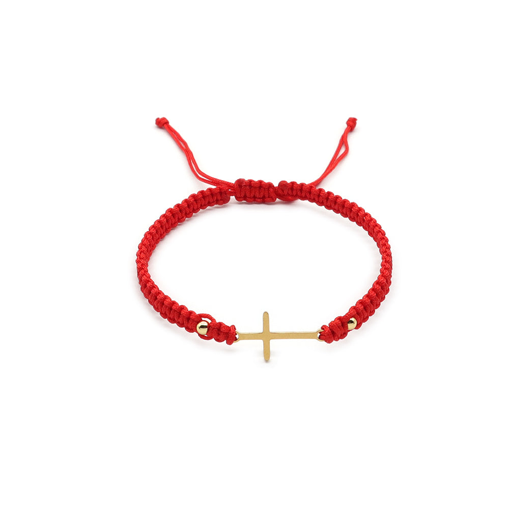 Handmade Customizable Stainless Steel Charm Cotton Thread Bracelet