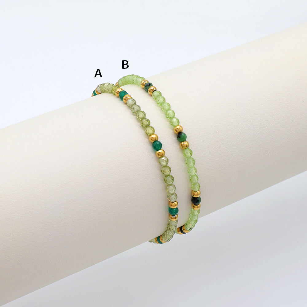 Handmade Customizable Glass Crystal Beads Bracelet With Natural Stone