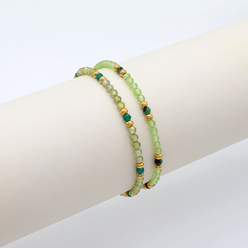 Handmade Customizable Glass Crystal Beads Bracelet With Natural Stone