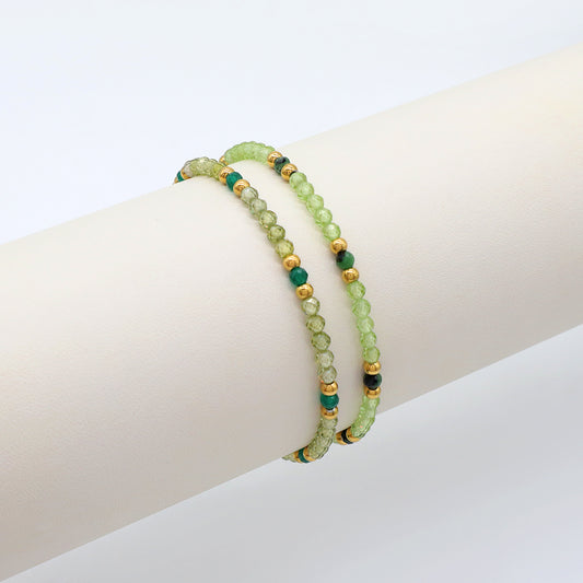 Handmade Customizable Glass Crystal Beads Bracelet With Natural Stone