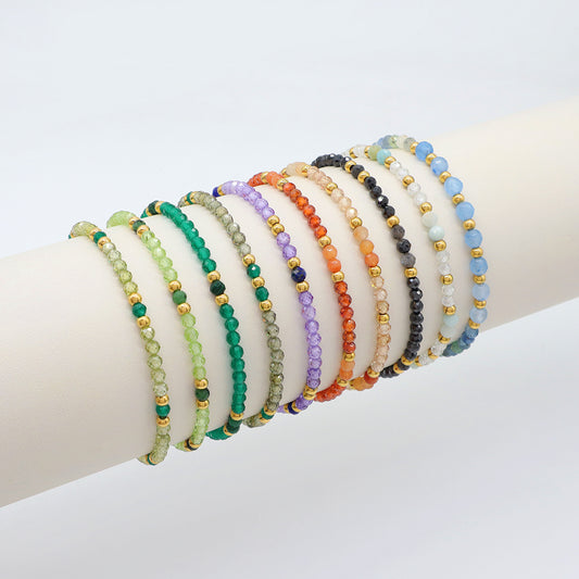 Handmade Customizable Stainless Steel Glass Crystal Beads Bracelet With Natural Stone