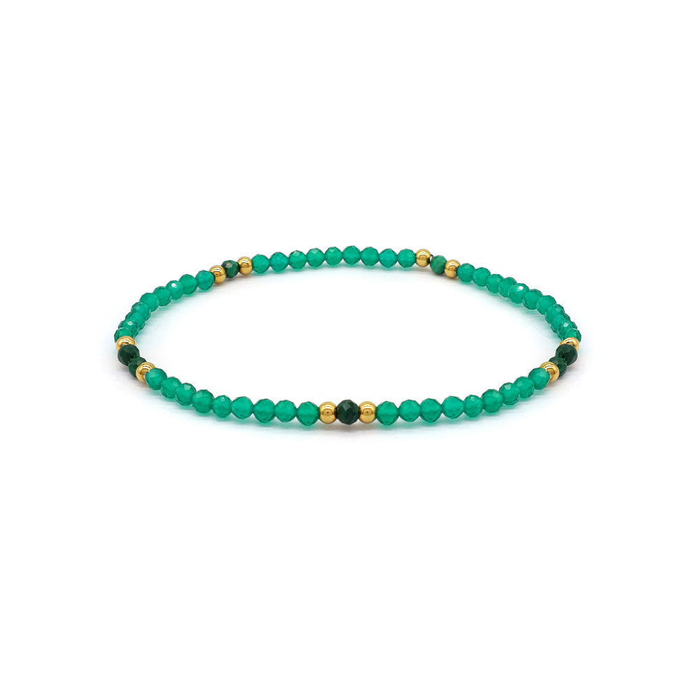 Handmade Customizable Stainless Steel Glass Crystal Beads Bracelet With Natural Stone