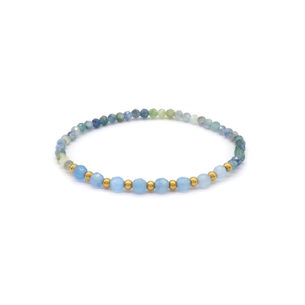 Handmade Customizable Stainless Steel Glass Crystal Beads Bracelet With Natural Stone
