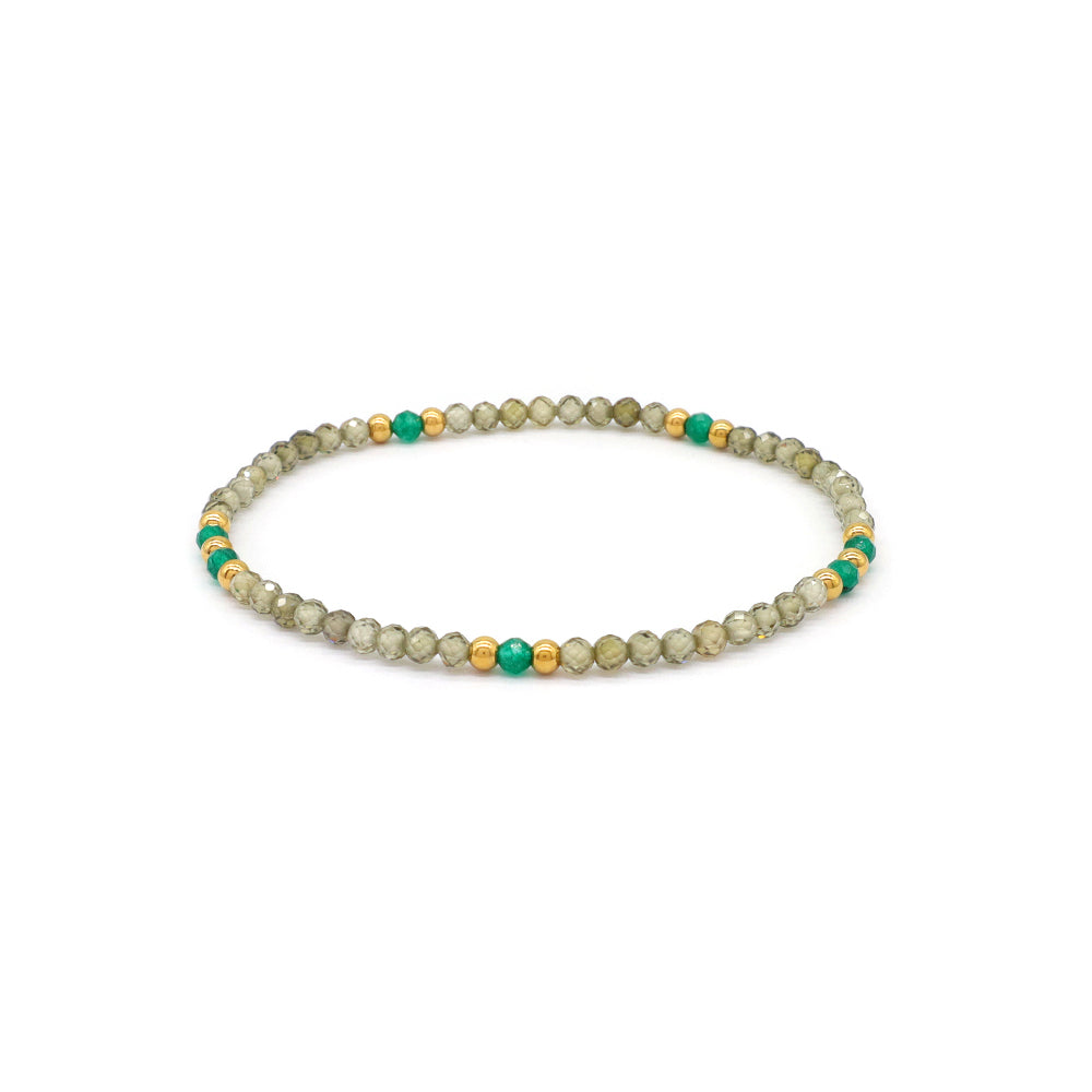 Handmade Customizable Stainless Steel Glass Crystal Beads Bracelet With Natural Stone