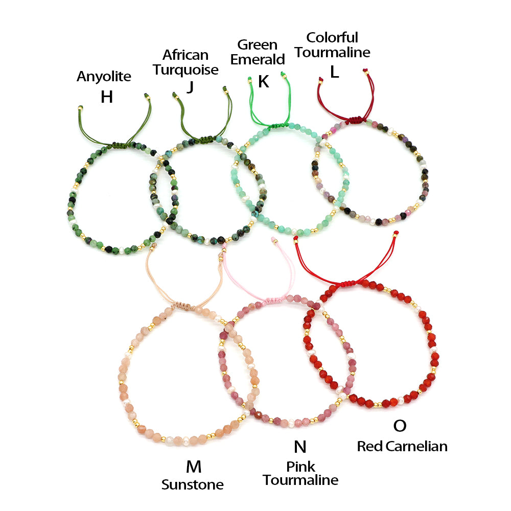 Handmade Customizable Natural Stone Fresh Water Pearl Brass/Silver Beads Bracelet