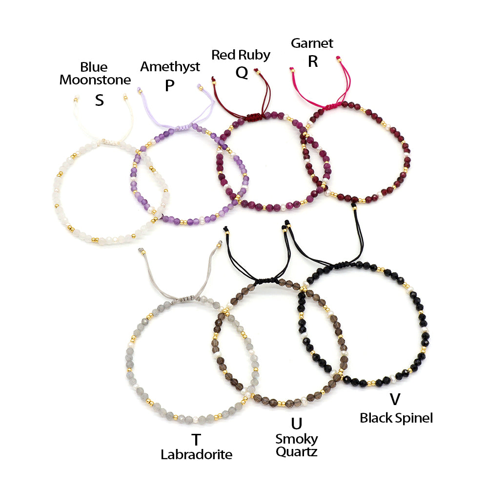 Handmade Customizable Natural Stone Fresh Water Pearl Brass/Silver Beads Bracelet