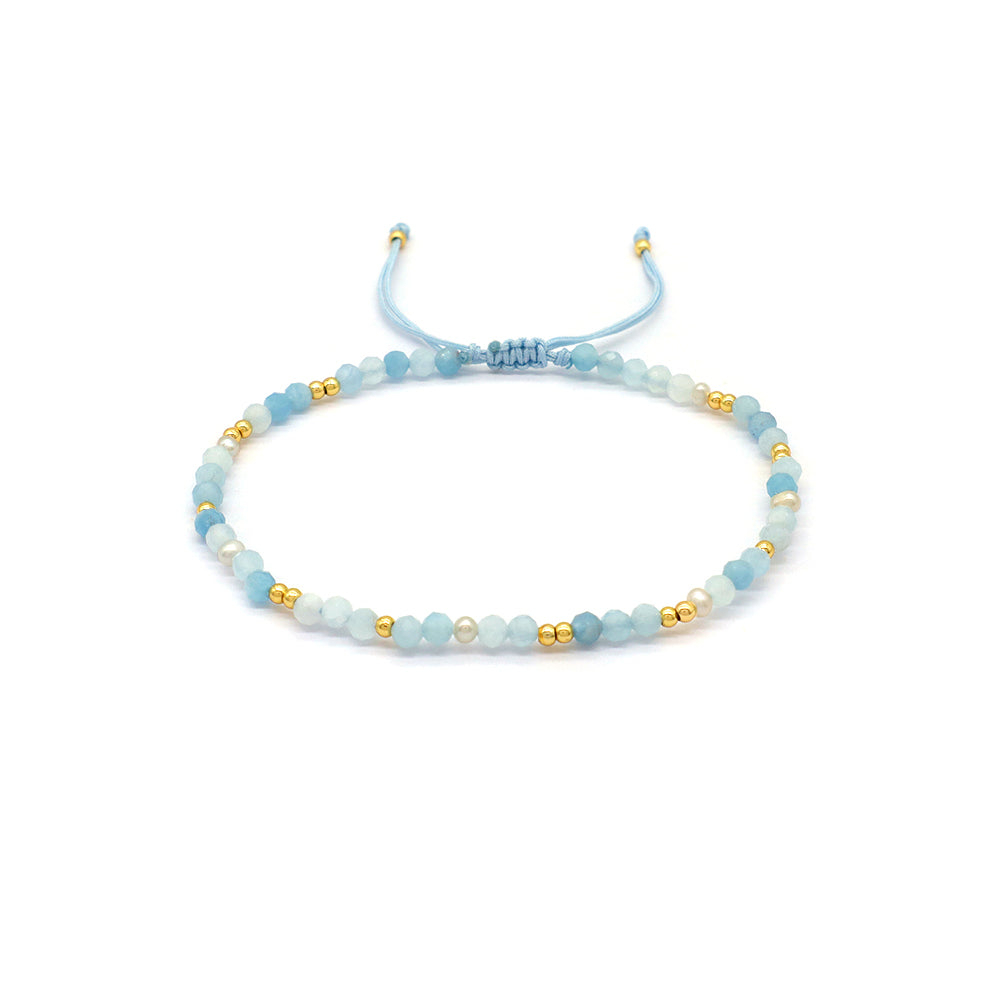 Handmade Customizable Natural Stone Fresh Water Pearl Brass/Silver Beads Bracelet