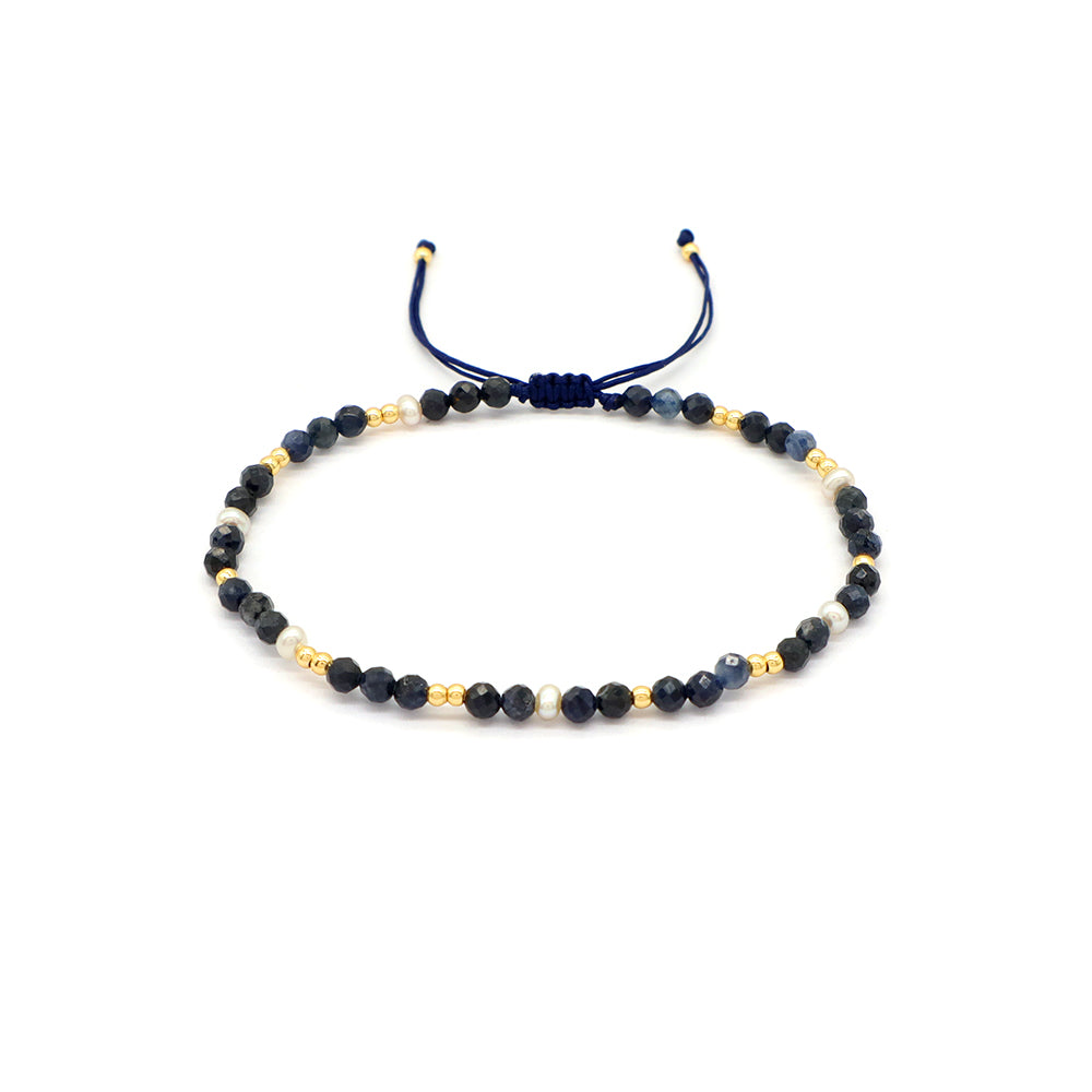 Handmade Customizable Natural Stone Fresh Water Pearl Brass/Silver Beads Bracelet