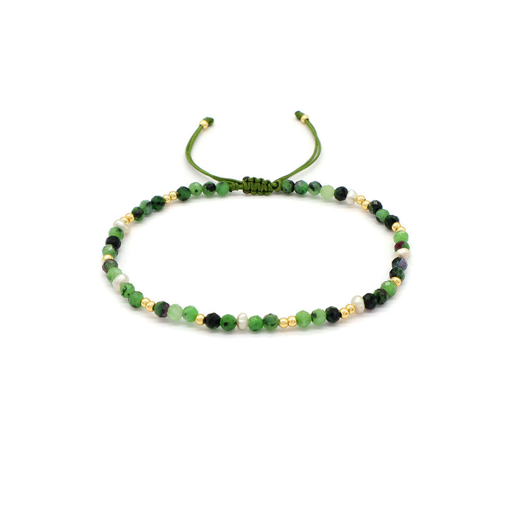 Handmade Customizable Natural Stone Fresh Water Pearl Brass/Silver Beads Bracelet