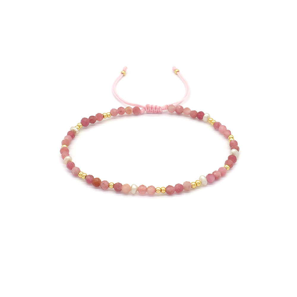 Handmade Customizable Natural Stone Fresh Water Pearl Brass/Silver Beads Bracelet