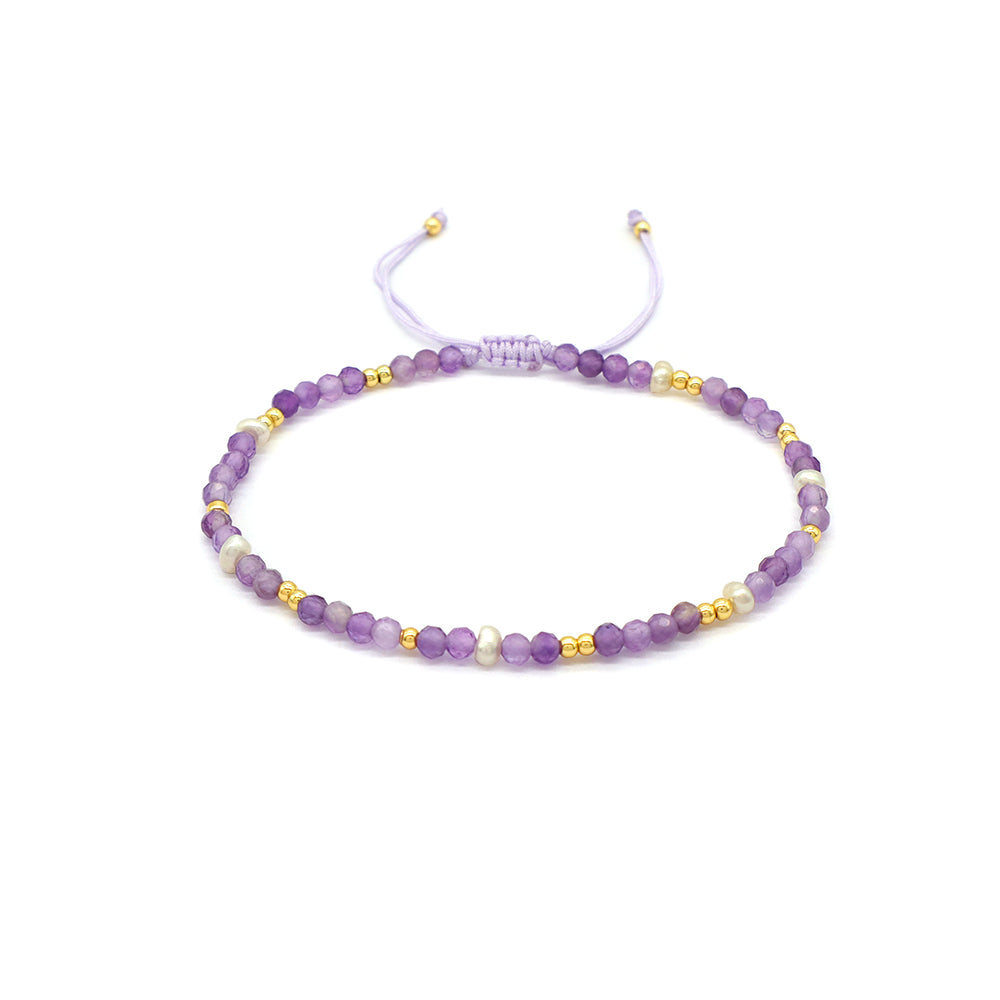 Handmade Customizable Natural Stone Fresh Water Pearl Brass/Silver Beads Bracelet