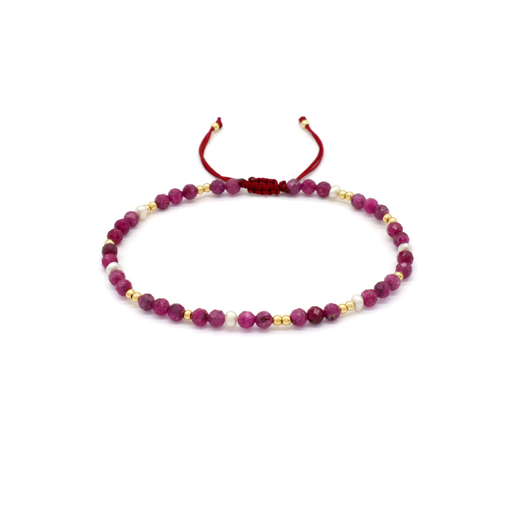 Handmade Customizable Natural Stone Fresh Water Pearl Brass/Silver Beads Bracelet