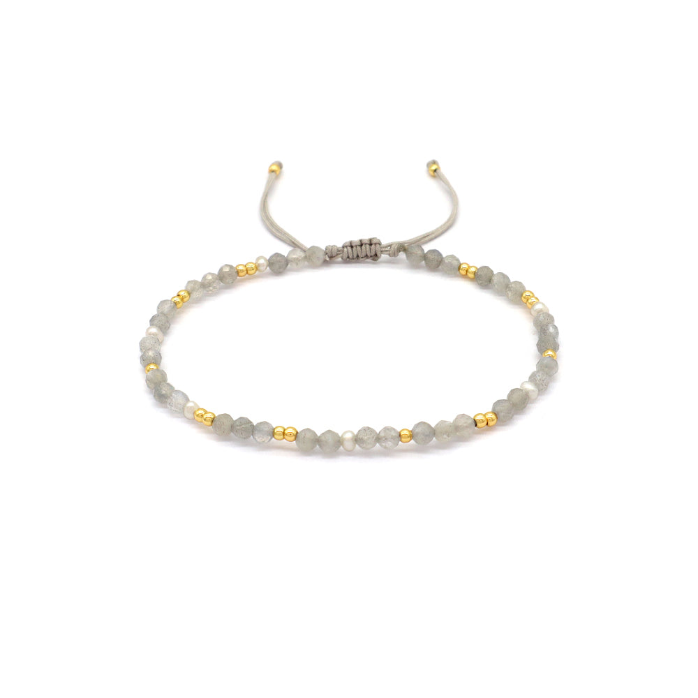 Handmade Customizable Natural Stone Fresh Water Pearl Brass/Silver Beads Bracelet