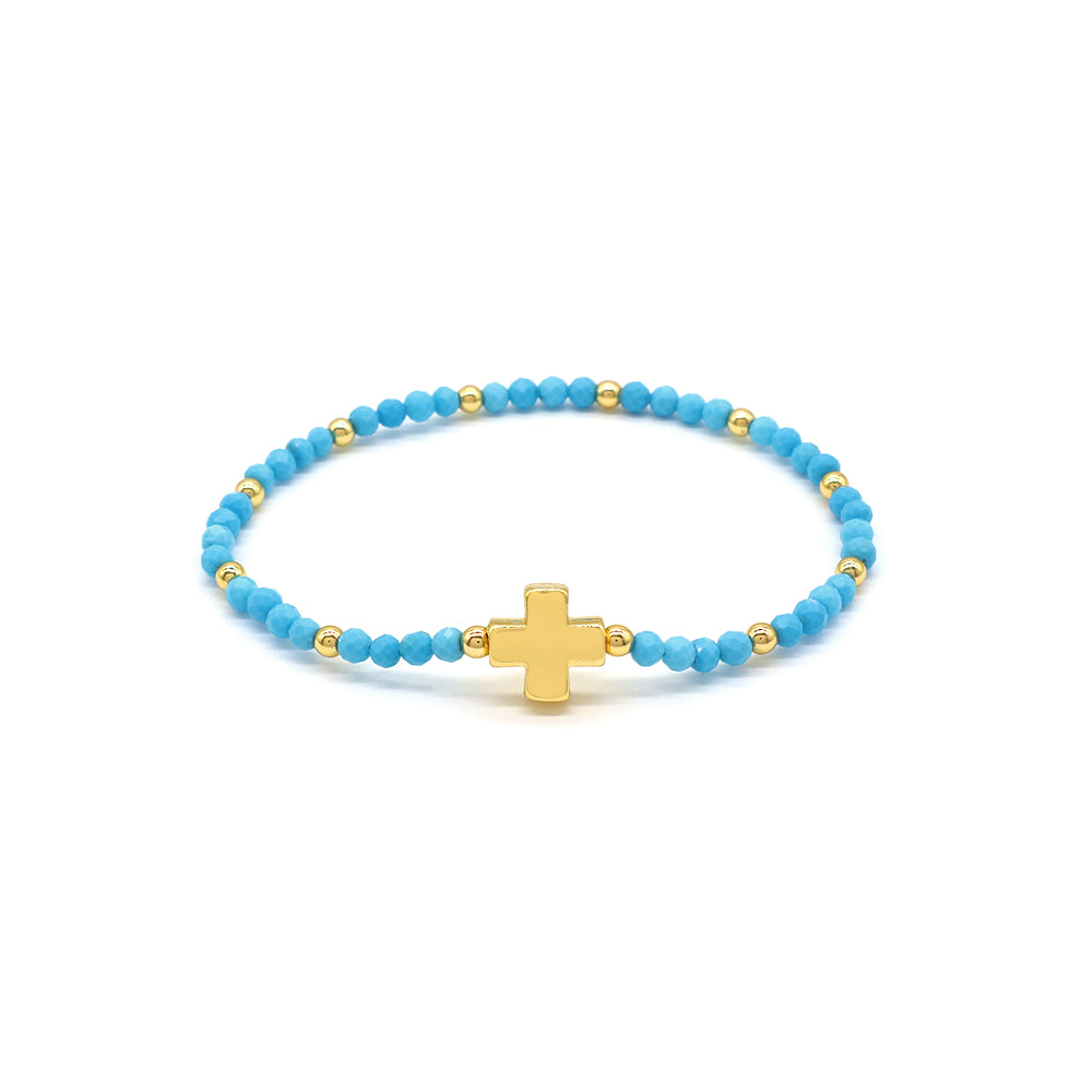 Handmade Customizable Natural Stone Bracelet With Brass Charm