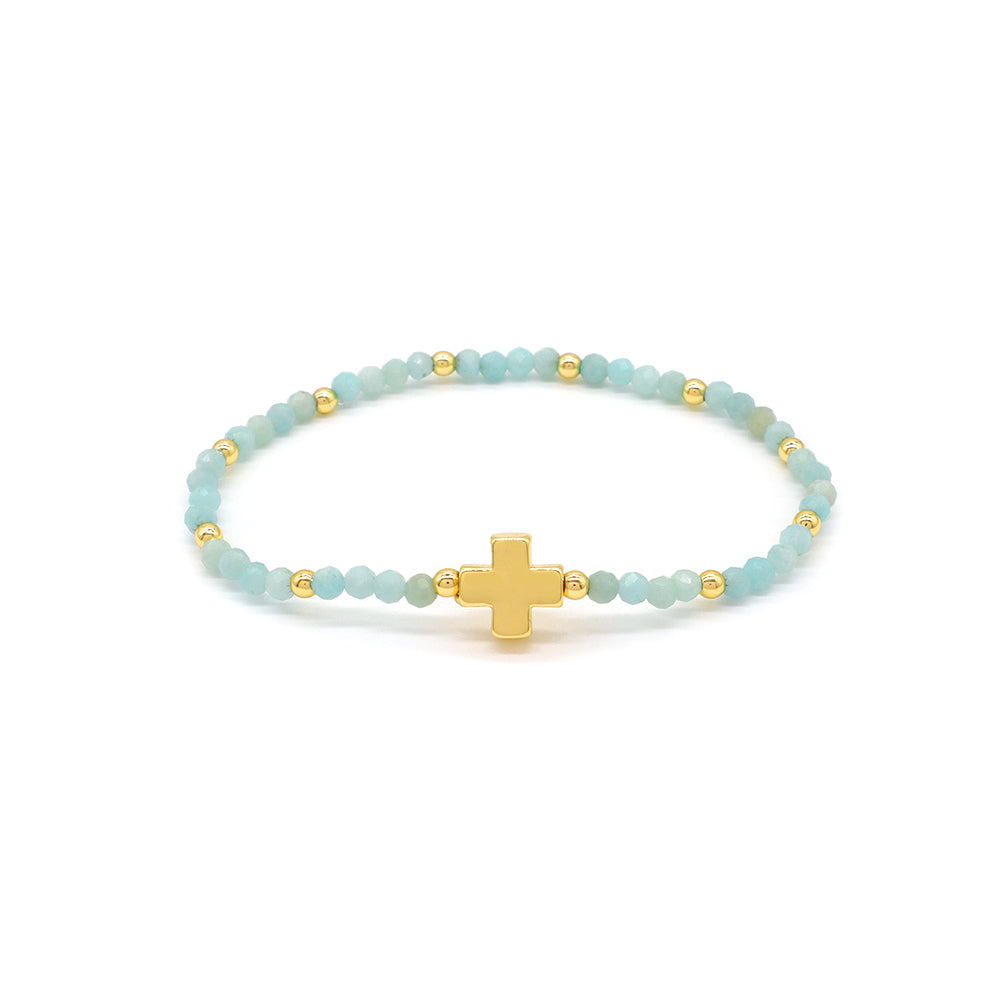 Handmade Customizable Natural Stone Bracelet With Brass Charm
