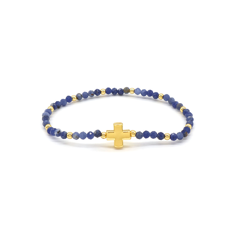 Handmade Customizable Natural Stone Bracelet With Brass Charm