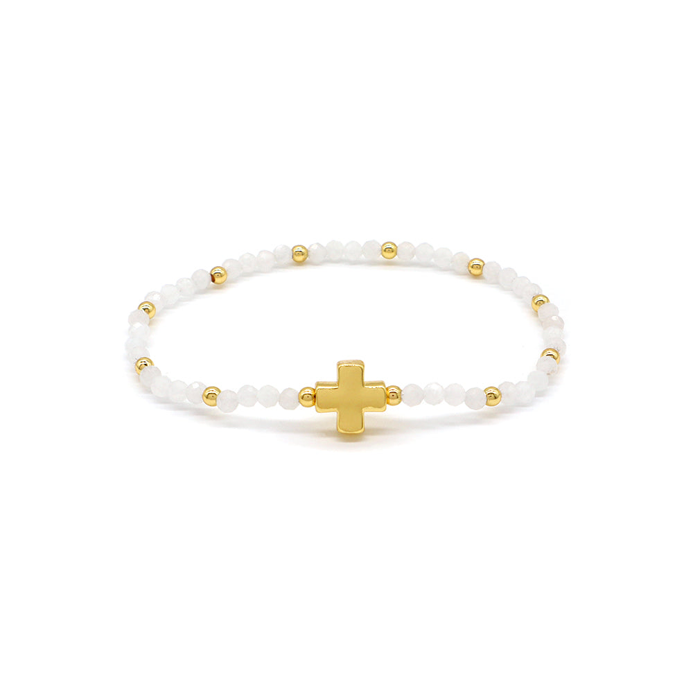 Handmade Customizable Natural Stone Bracelet With Brass Charm