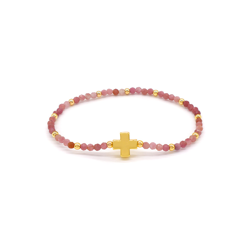 Handmade Customizable Natural Stone Bracelet With Brass Charm