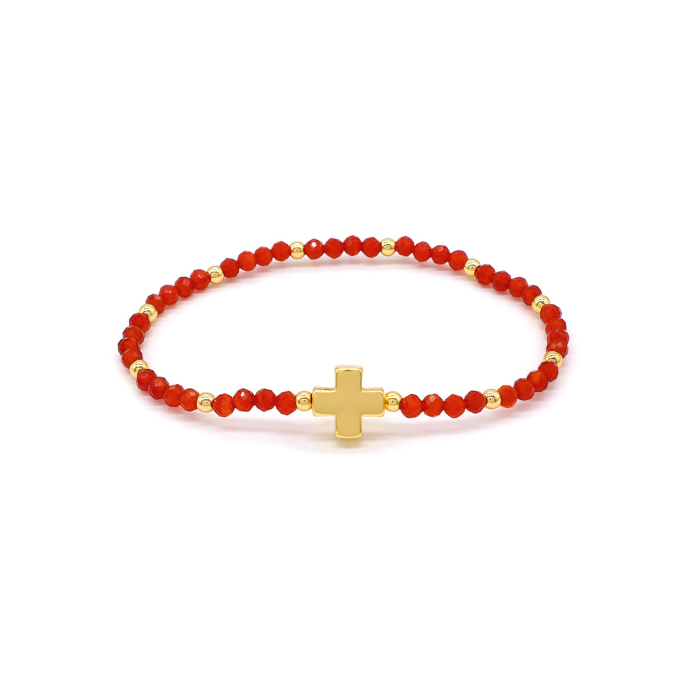 Handmade Customizable Natural Stone Bracelet With Brass Charm