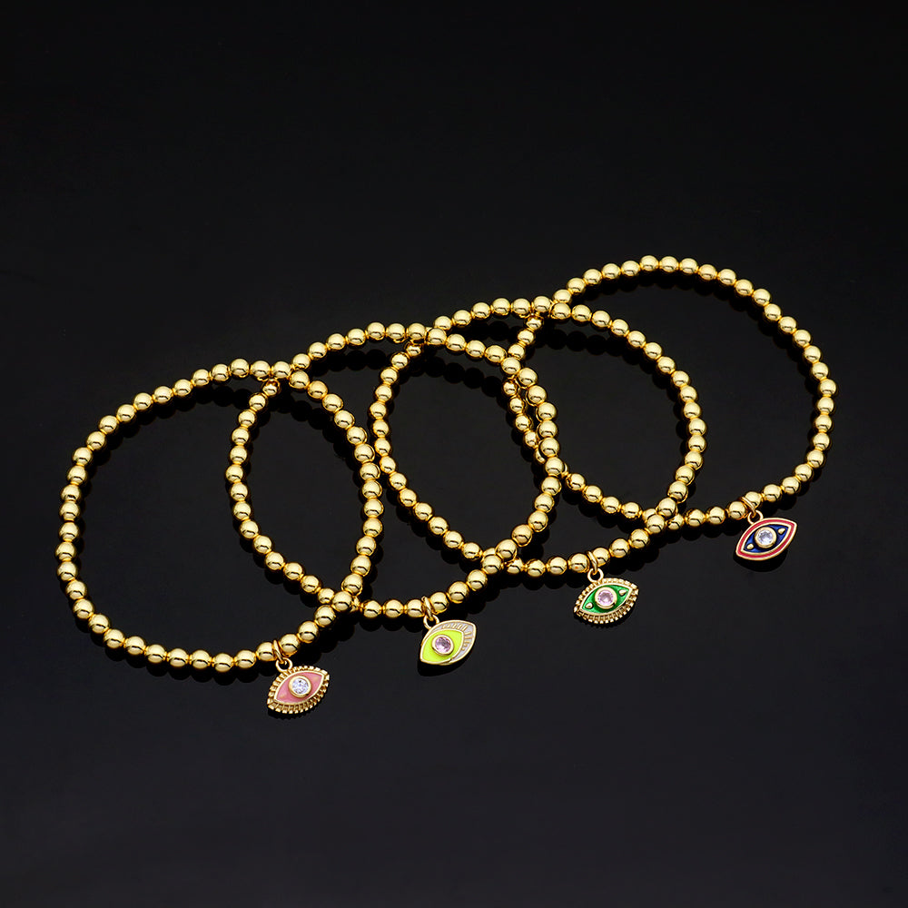 Handmade Customizable Stainless Steel Beads or Brass Beads Bracelet With Brass Charms