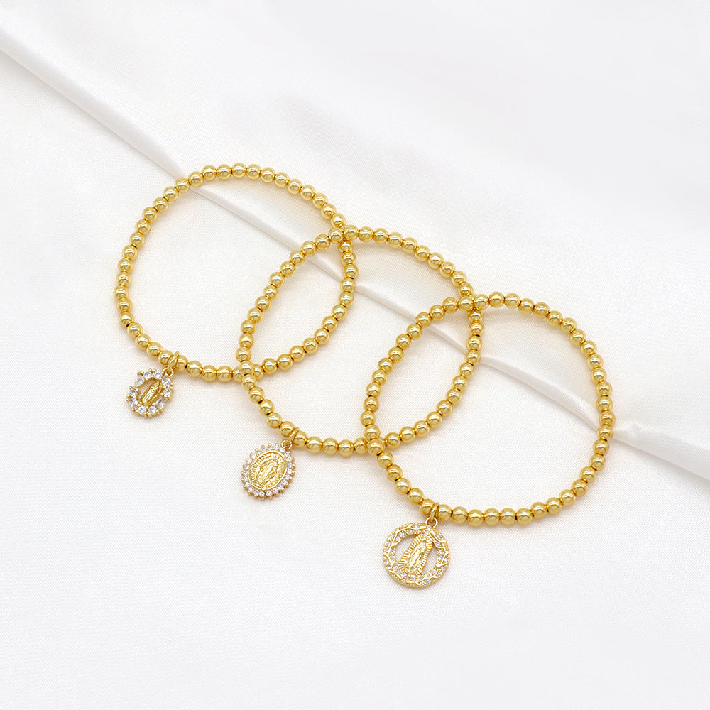 Handmade Customizable Stainless Steel Beads or Brass Beads Bracelet With Brass Charms