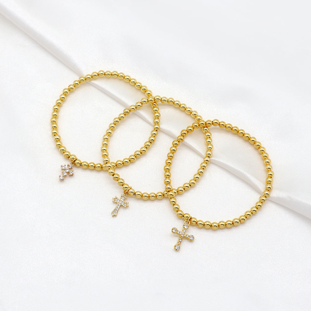 Handmade Customizable Stainless Steel Beads or Brass Beads Bracelet With Brass Charms