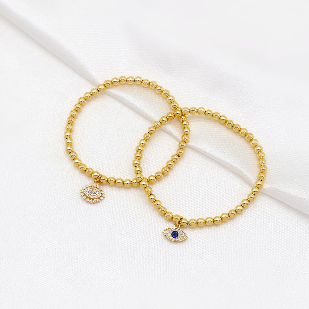 Handmade Customizable Stainless Steel Beads or Brass Beads Bracelet With Brass Charms