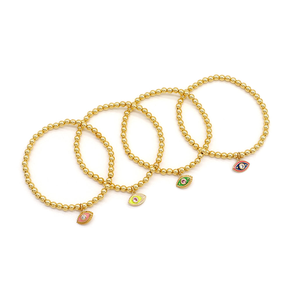 Handmade Customizable Stainless Steel Beads or Brass Beads Bracelet With Brass Charms