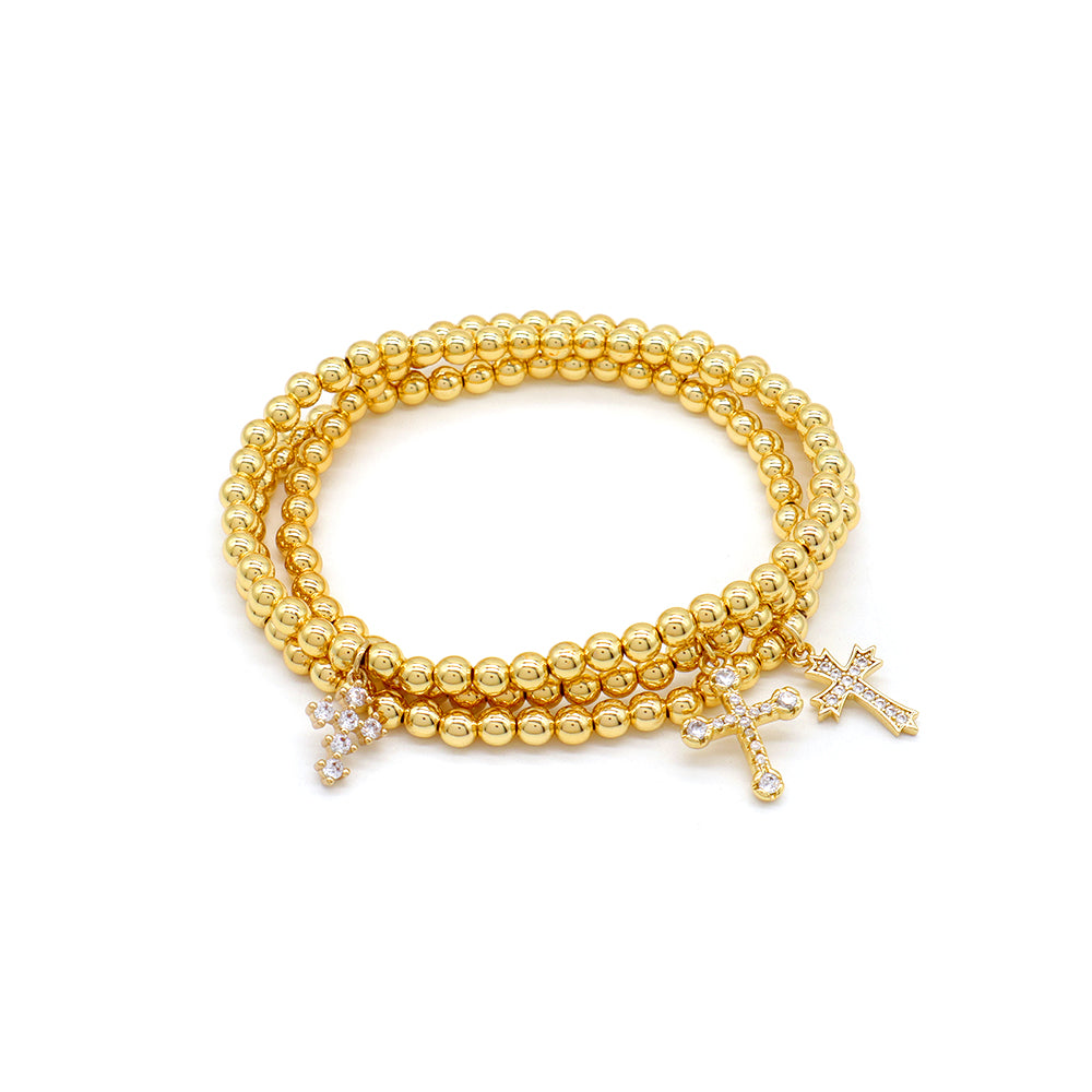 Handmade Customizable Stainless Steel Beads or Brass Beads Bracelet With Brass Charms