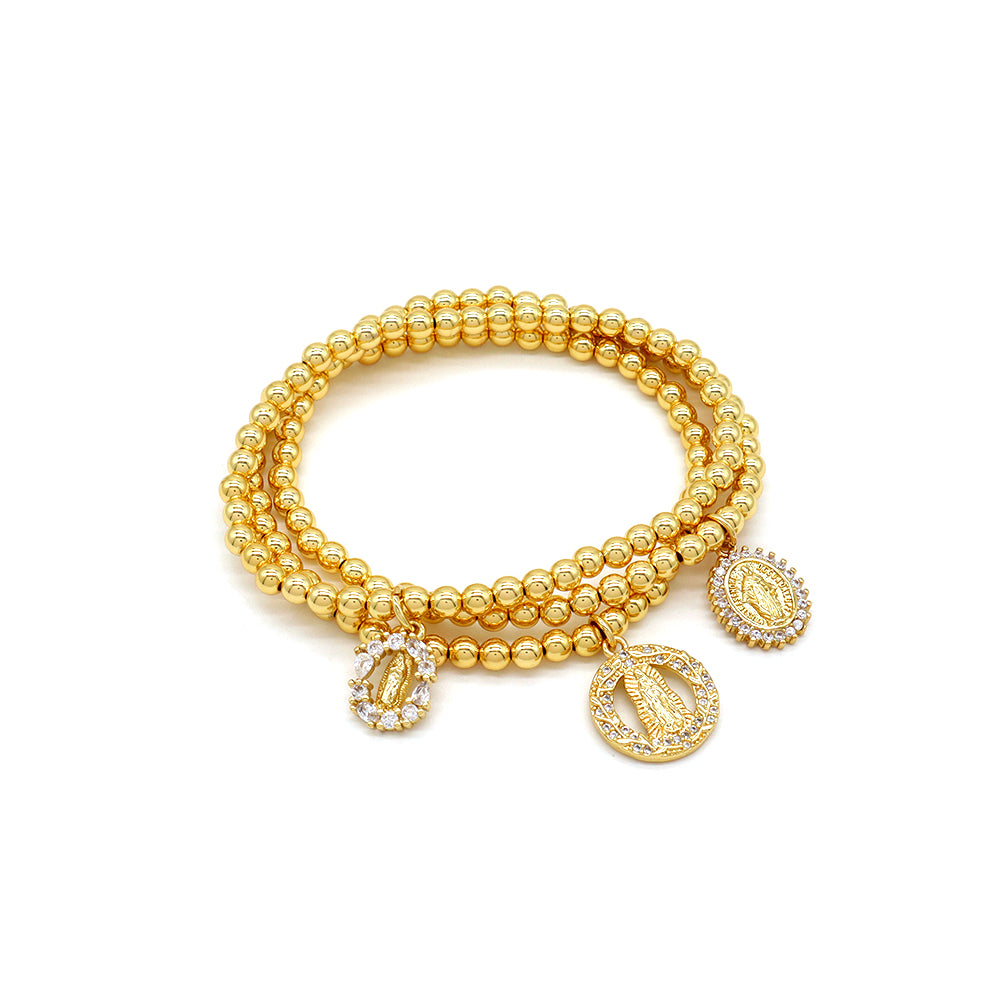 Handmade Customizable Stainless Steel Beads or Brass Beads Bracelet With Brass Charms