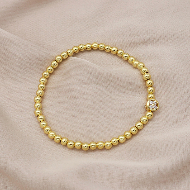 Handmade Customizable Stainless Steel Beads or Brass Beads Bracelet With Brass Charms