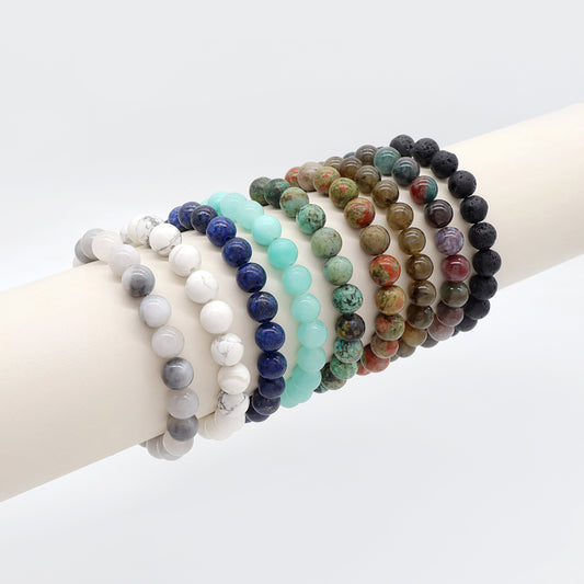 Handmade Customizable 8mm Natural Stone Beads Bracelet