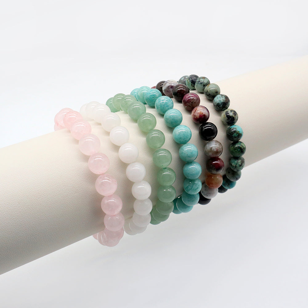 Handmade Customizable 8mm Natural Stone Beads Bracelet