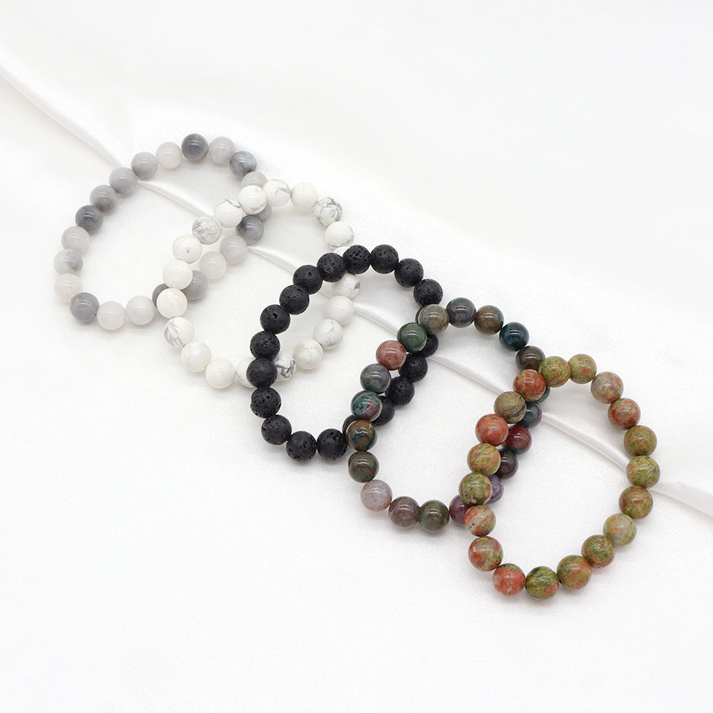 Handmade Customizable 8mm Natural Stone Beads Bracelet