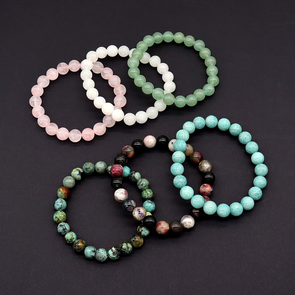 Handmade Customizable 8mm Natural Stone Beads Bracelet