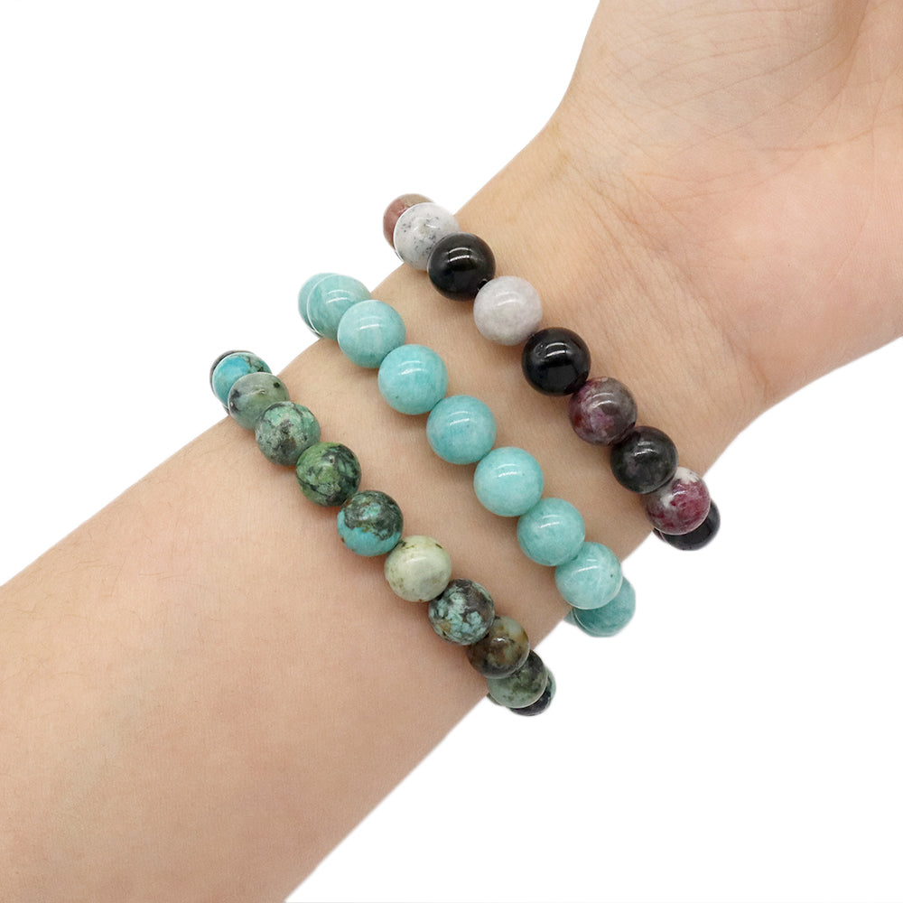 Handmade Customizable 8mm Natural Stone Beads Bracelet