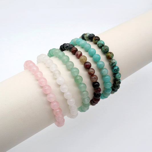 Handmade Customizable 6mm Natural Stone Beads Bracelet
