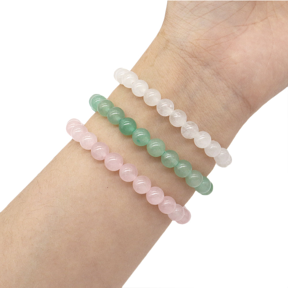Handmade Customizable 6mm Natural Stone Beads Bracelet