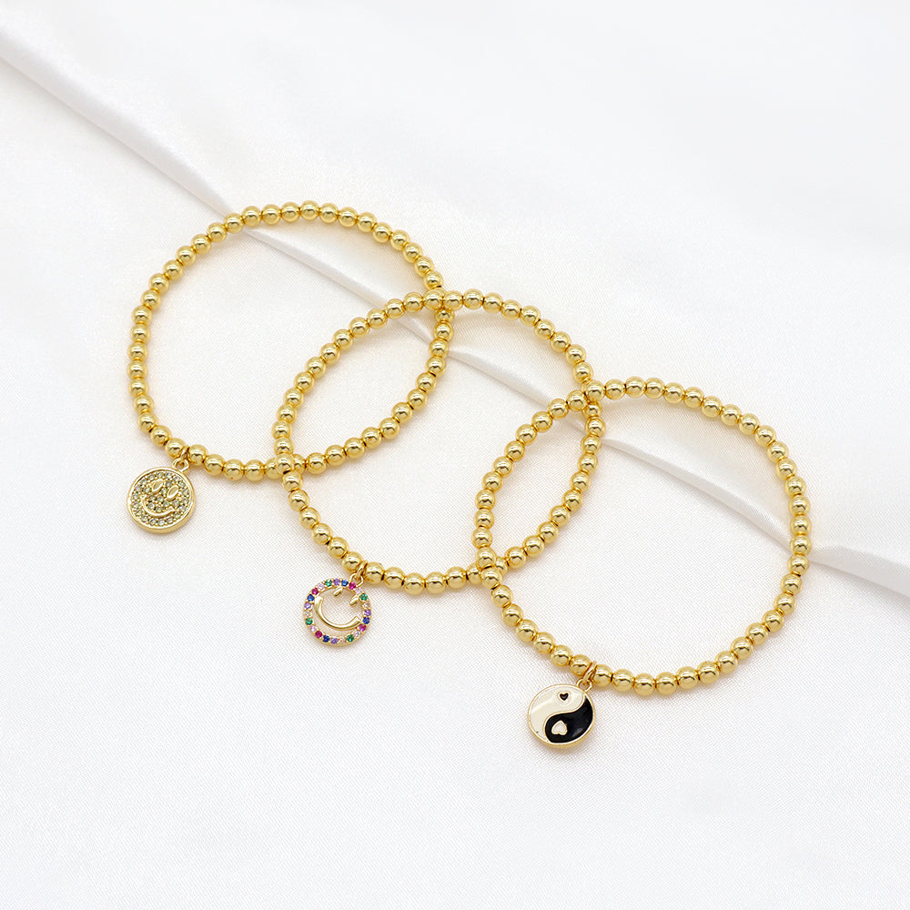 Handmade Customizable Brass Beads Bracelet With Brass Charms