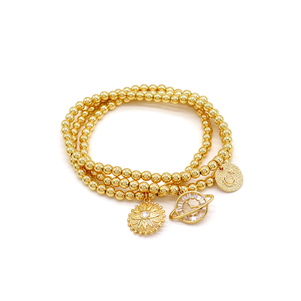 Handmade Customizable Brass Beads Bracelet With Brass Charms