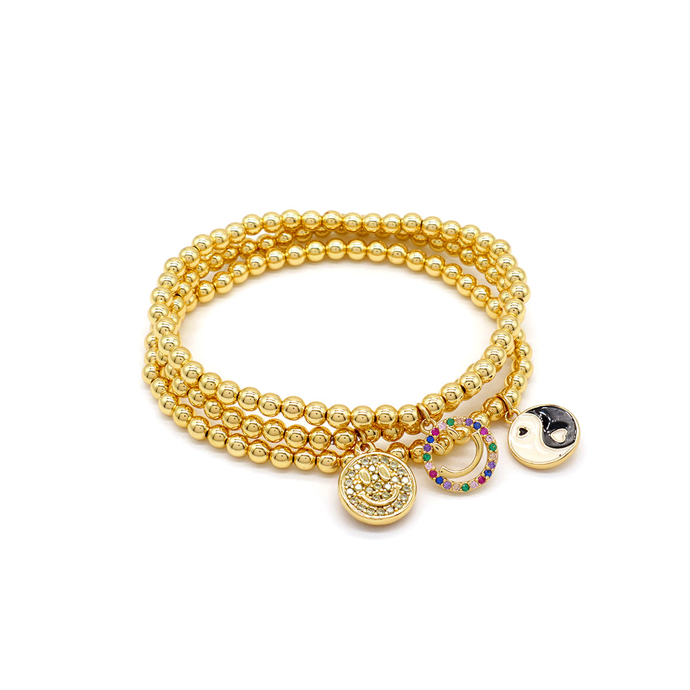 Handmade Customizable Brass Beads Bracelet With Brass Charms