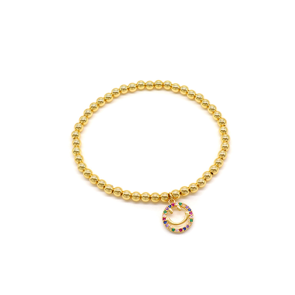 Handmade Customizable Brass Beads Bracelet With Brass Charms