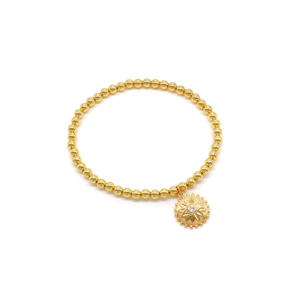 Handmade Customizable Brass Beads Bracelet With Brass Charms