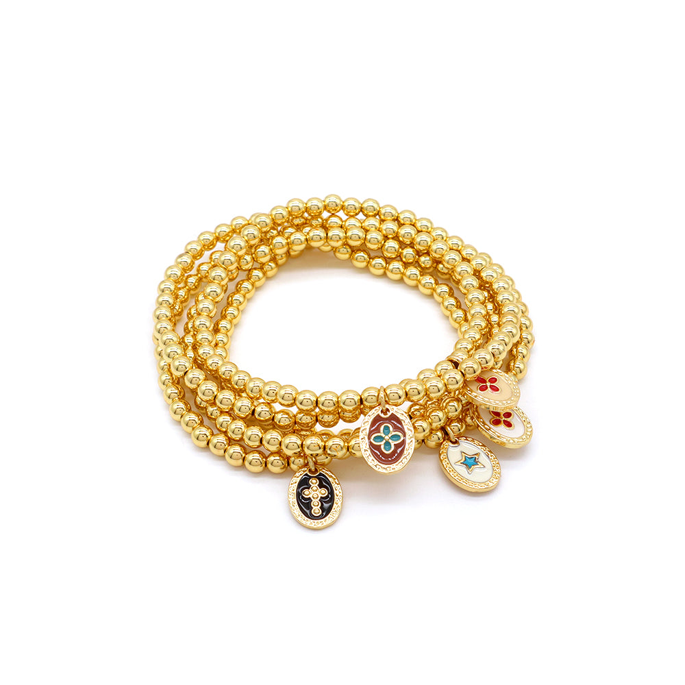 Handmade Customizable Brass Beads Bracelet With Brass Charms