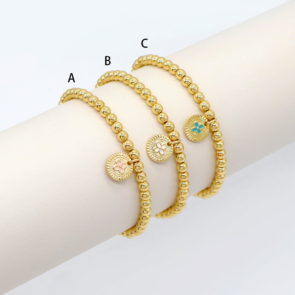Handmade Customizable Brass Beads Bracelet With Brass Charms