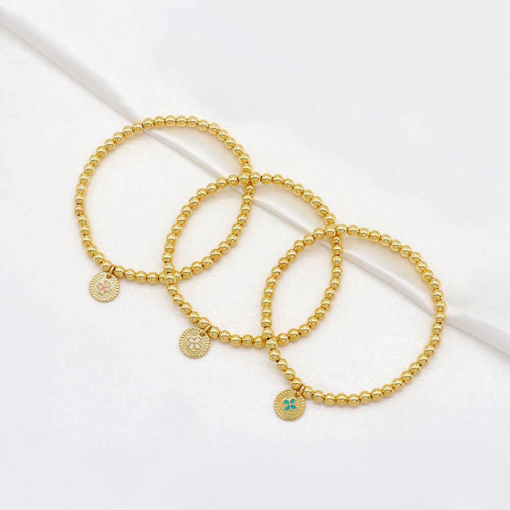 Handmade Customizable Brass Beads Bracelet With Brass Charms