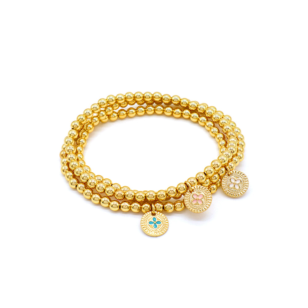 Handmade Customizable Brass Beads Bracelet With Brass Charms