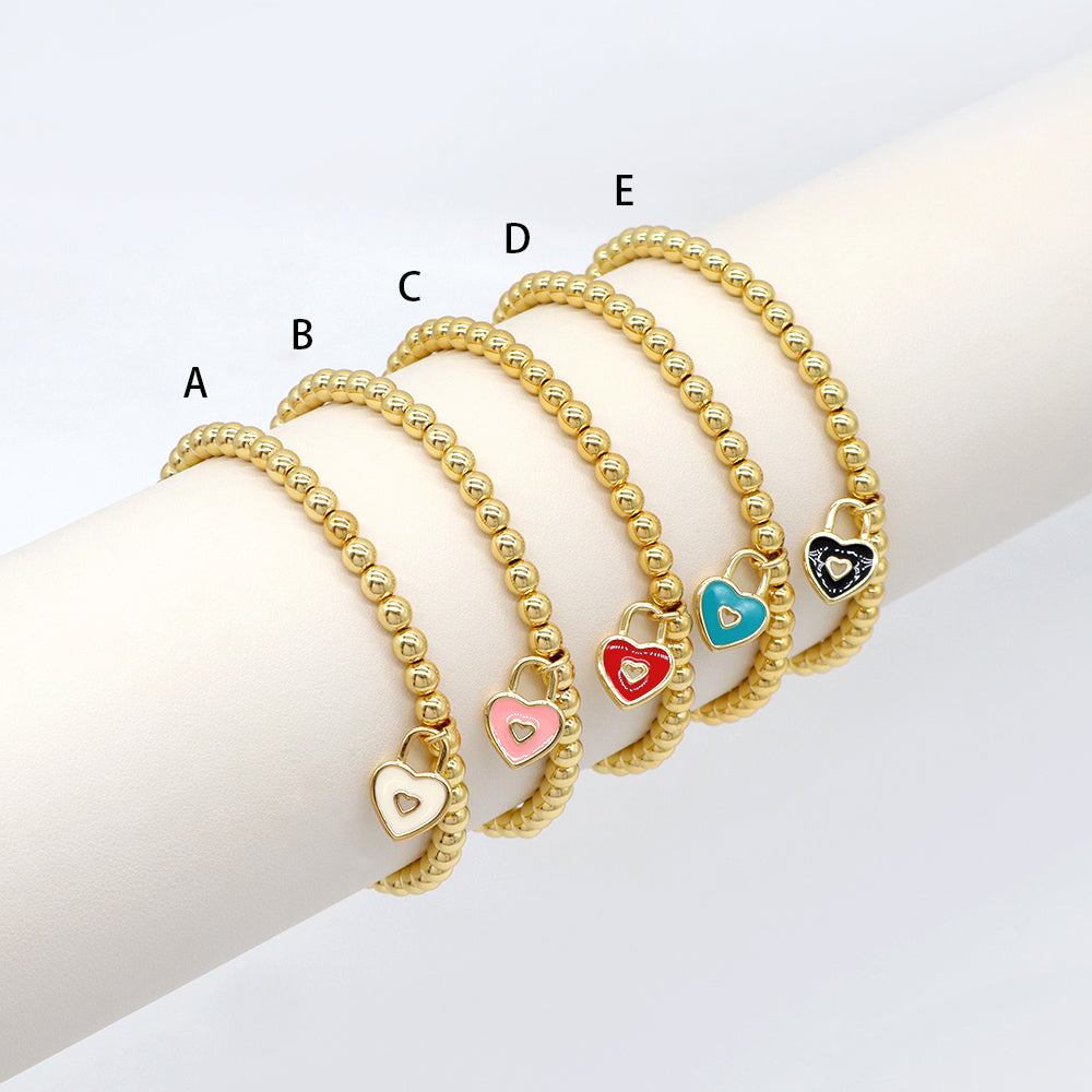 Handmade Customizable Brass Beads Bracelet With Brass Charms